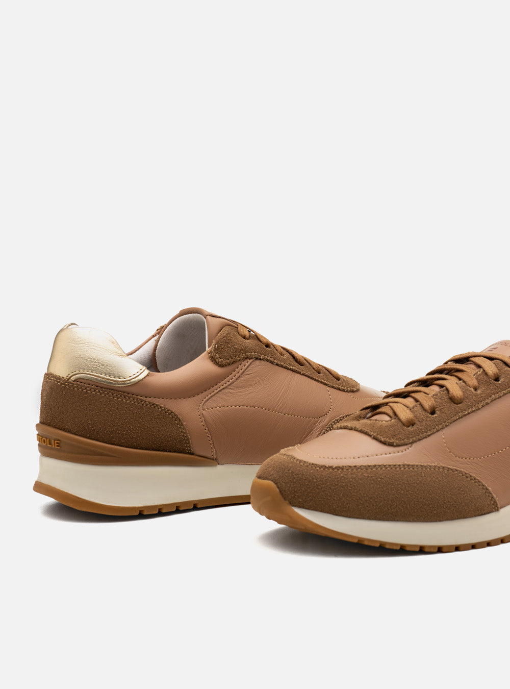 Tênis em Couro Contrast Nude Rosado Sport