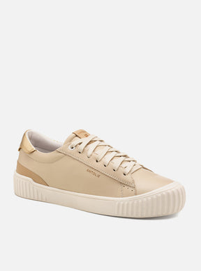 Tênis Couro Off White Cadarço Detalhe Dourado Classic