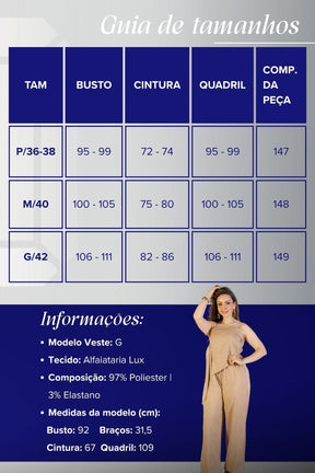 Macacão Assimétrico Alfaiataria Lux Detalhe Fivela Taís Araújo Bege