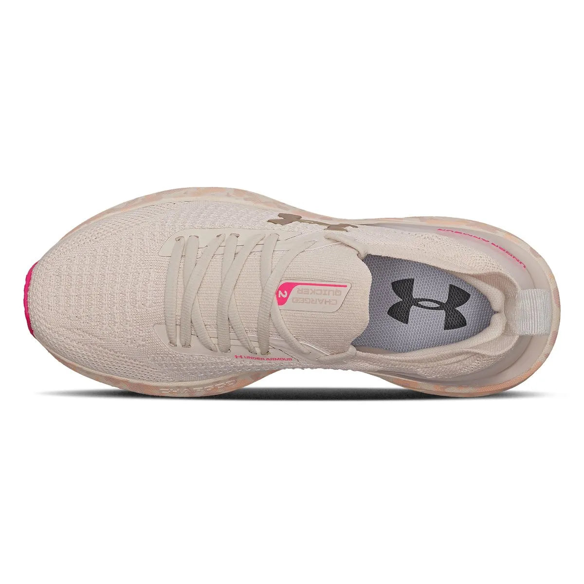 LANÇAMENTO - Tênis de Corrida Under Armour Quicker 2 - Bege / Dourado / Rosa - Feminino