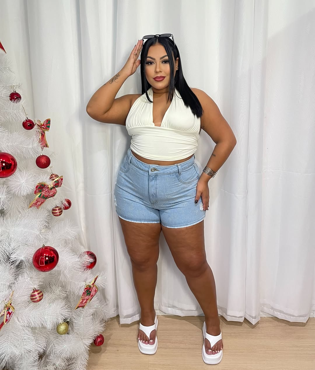 Conjunto Short Jeans e Cropped