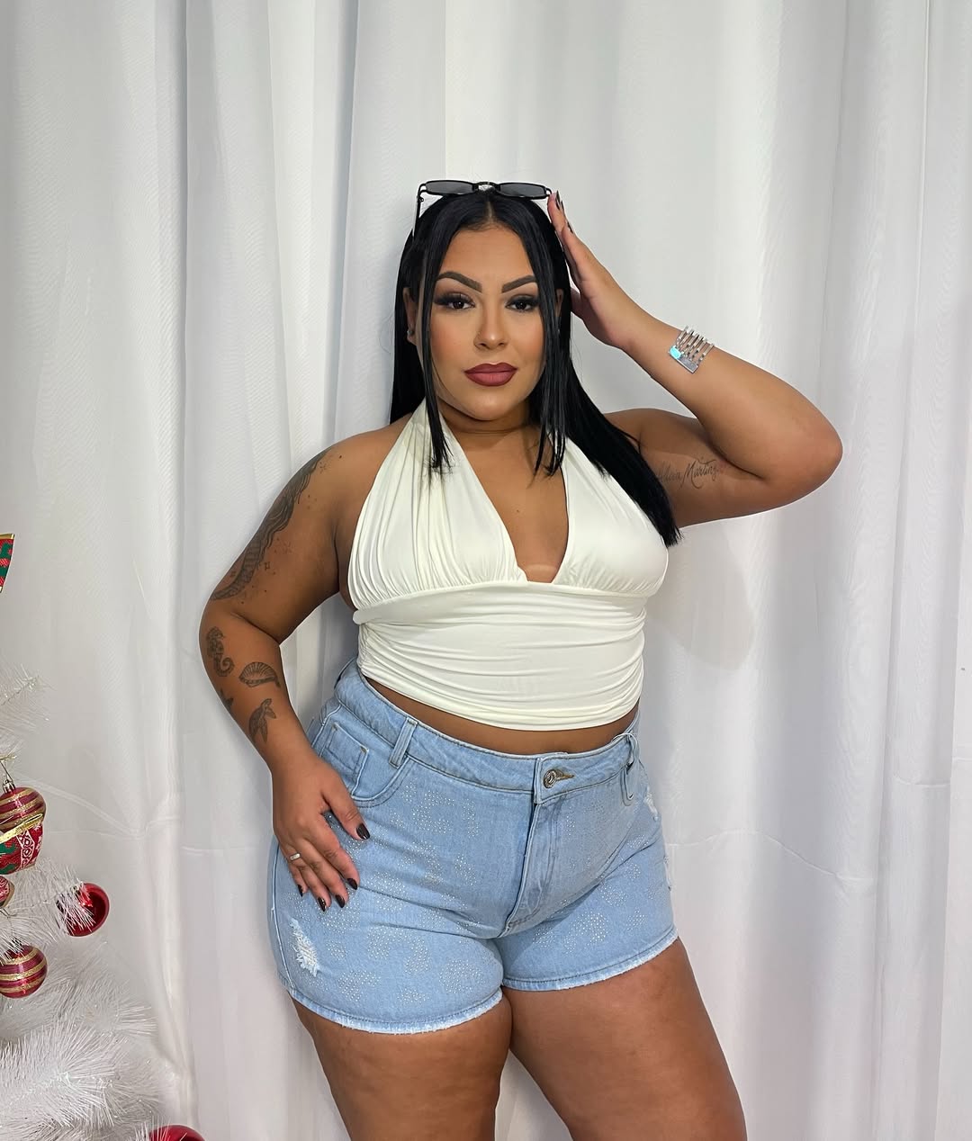 Conjunto Short Jeans e Cropped