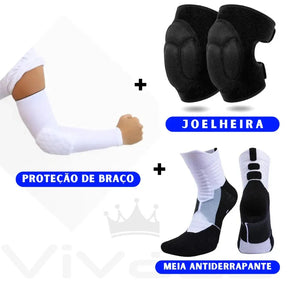 Kit Completo para Vôlei: Manguito + Meia + Joelheira