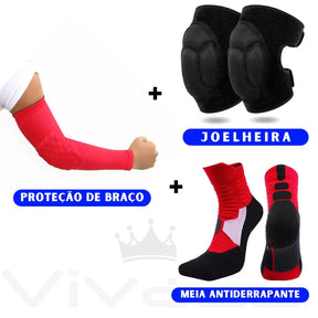 Kit Completo para Vôlei: Manguito + Meia + Joelheira