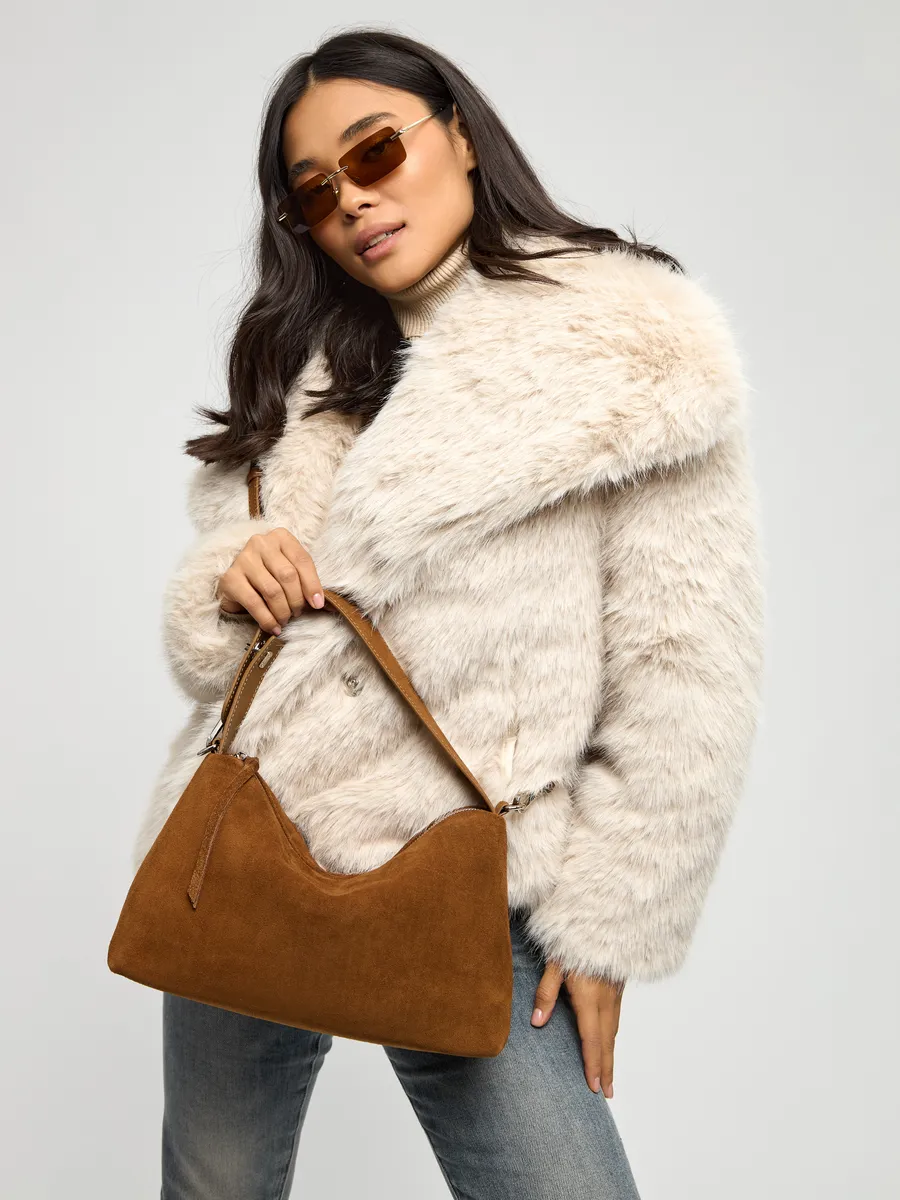 Bolsa de Ombro em Couro Nobuck Austin