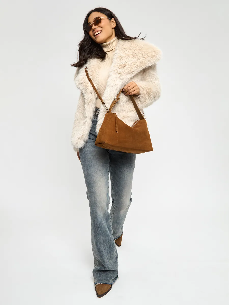 Bolsa de Ombro em Couro Nobuck Austin