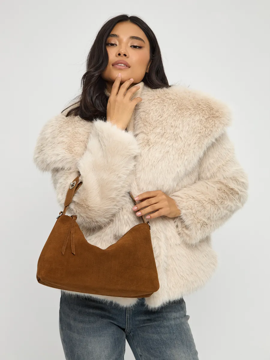 Bolsa de Ombro em Couro Nobuck Austin