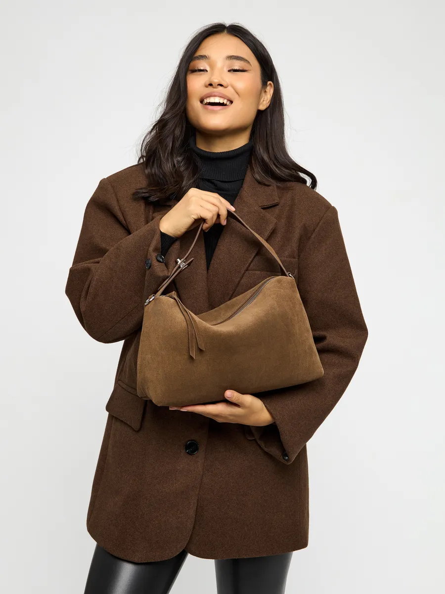 Bolsa de Ombro em Couro Nobuck Austin