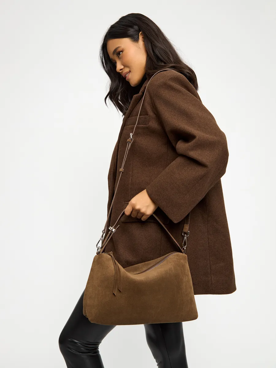 Bolsa de Ombro em Couro Nobuck Austin