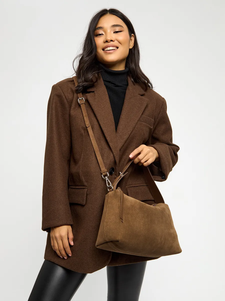 Bolsa de Ombro em Couro Nobuck Austin