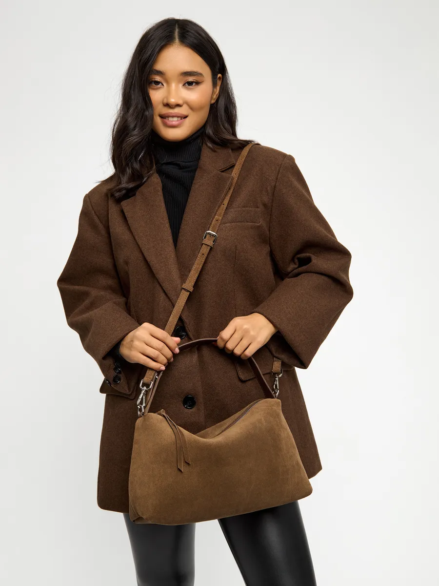 Bolsa de Ombro em Couro Nobuck Austin