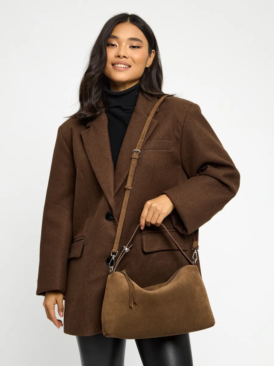 Bolsa de Ombro em Couro Nobuck Austin