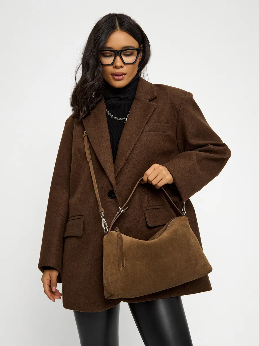 Bolsa de Ombro em Couro Nobuck Austin