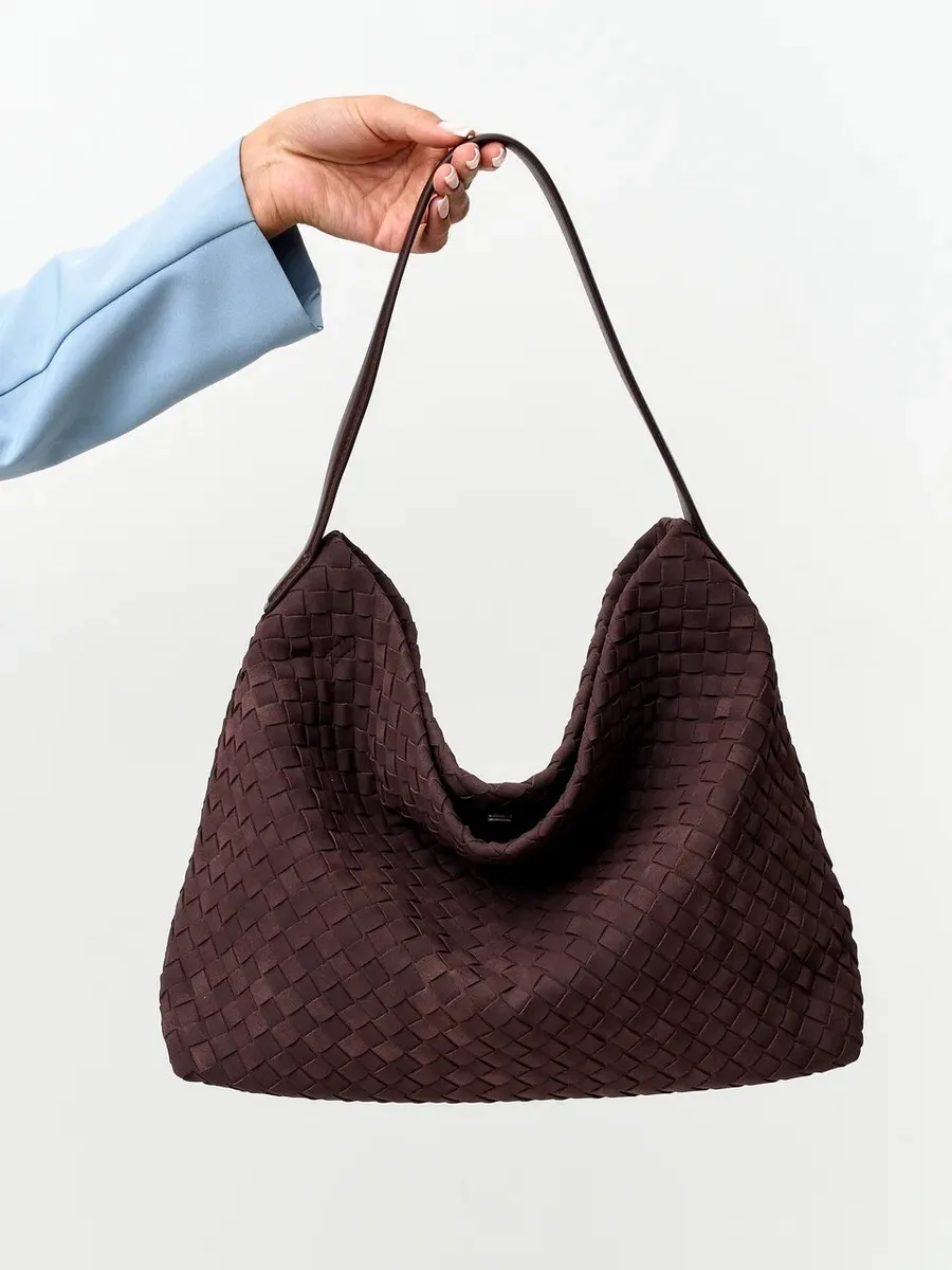 Bolsa Grande Trançada Suede Evelyn