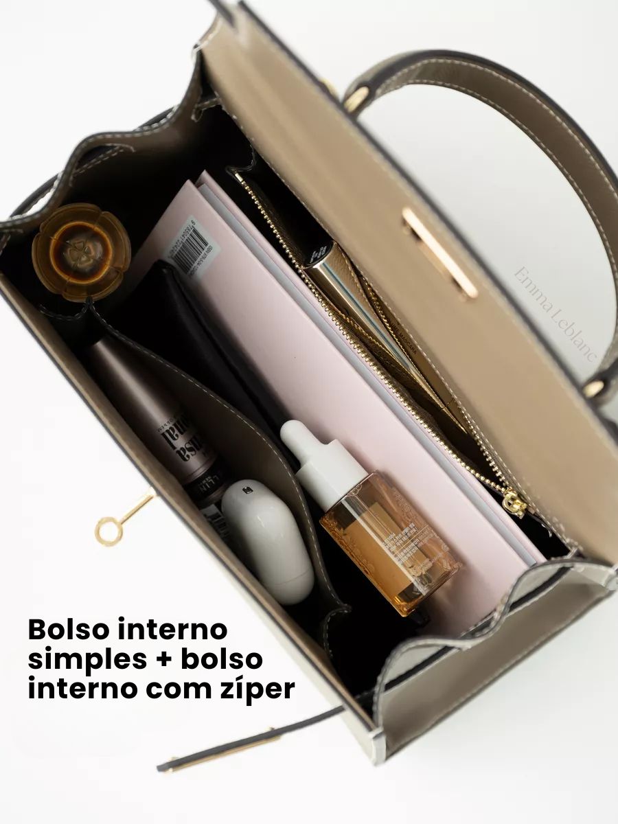 Bolsa Classic Média Couro Legítimo Madri Ferragem Dourada
