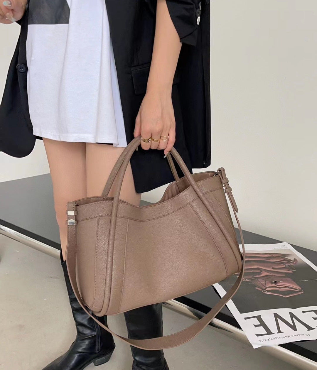 Bolsa Tote Grande Couro Legítimo Rouen