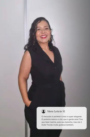 Macacão Pantalona Detalhe Botões Anita Preto