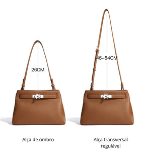 Bolsa Pequena Couro Legítimo Valência Ferragem Prata