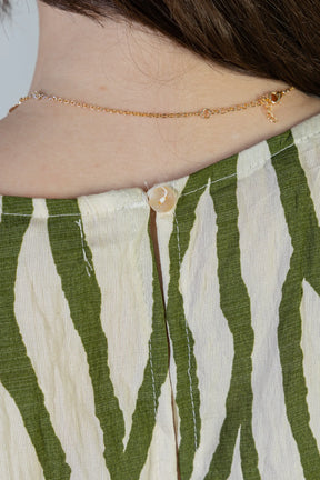 Macacão Regata Decote "V" Visco Rústico Emily Estampado Verde