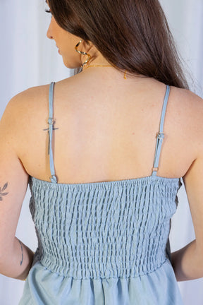 Macacão Alfaiataria Lux Assimétrico Detalhe Fivela Taís Araújo Azul