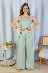 Macacão Assimétrico Alfaiataria Lux Detalhe Fivela Taís Araújo Verde