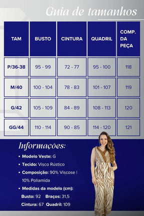 Macacão Regata Decote "V" Visco Rústico Emily Estampado Marrom