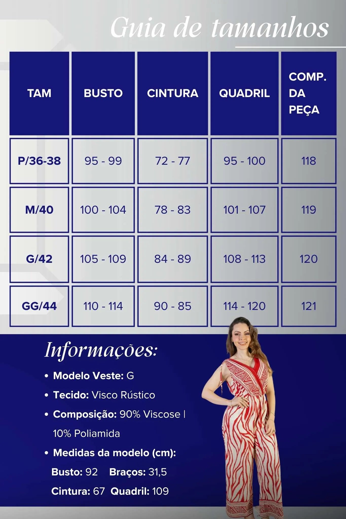 Macacão Regata Decote "V" Visco Rústico Emily Estampado Vermelho