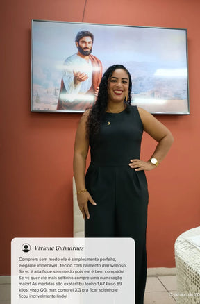 Macacão Pantalona Liso Cristina Preto