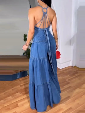 Macacão Jeans Decote em V