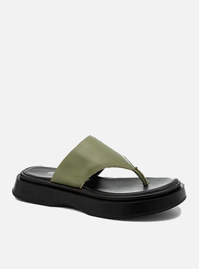 Flatform em Couro Acolchoado Bia Verde Oliva