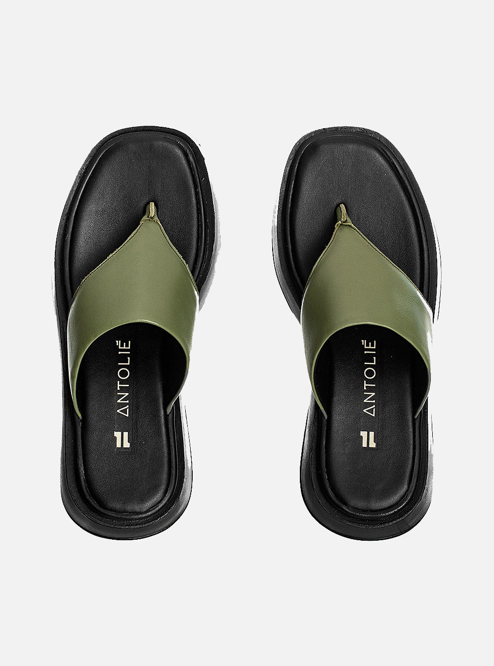 Flatform em Couro Acolchoado Bia Verde Oliva