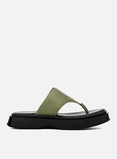 Flatform em Couro Acolchoado Bia Verde Oliva