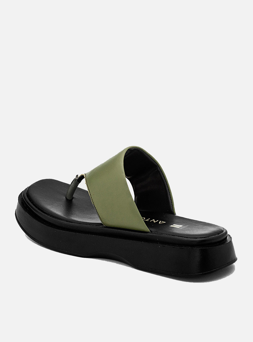 Flatform em Couro Acolchoado Bia Verde Oliva