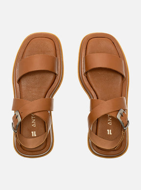 Flatform em Couro Fresh Rafaela Caramelo