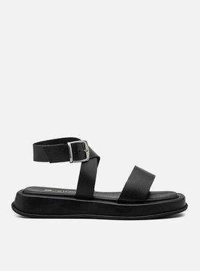 Flatform em Couro Fresh Rafaela Preto