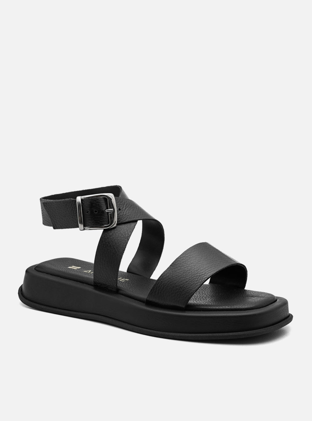 Flatform em Couro Fresh Rafaela Preto