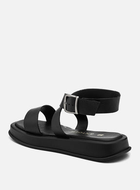 Flatform em Couro Fresh Rafaela Preto