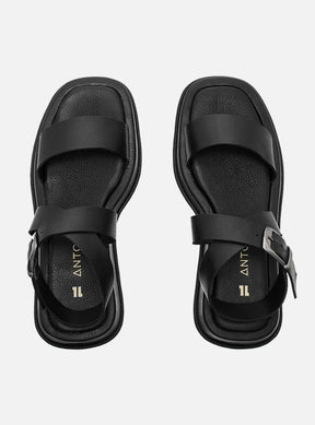 Flatform em Couro Fresh Rafaela Preto