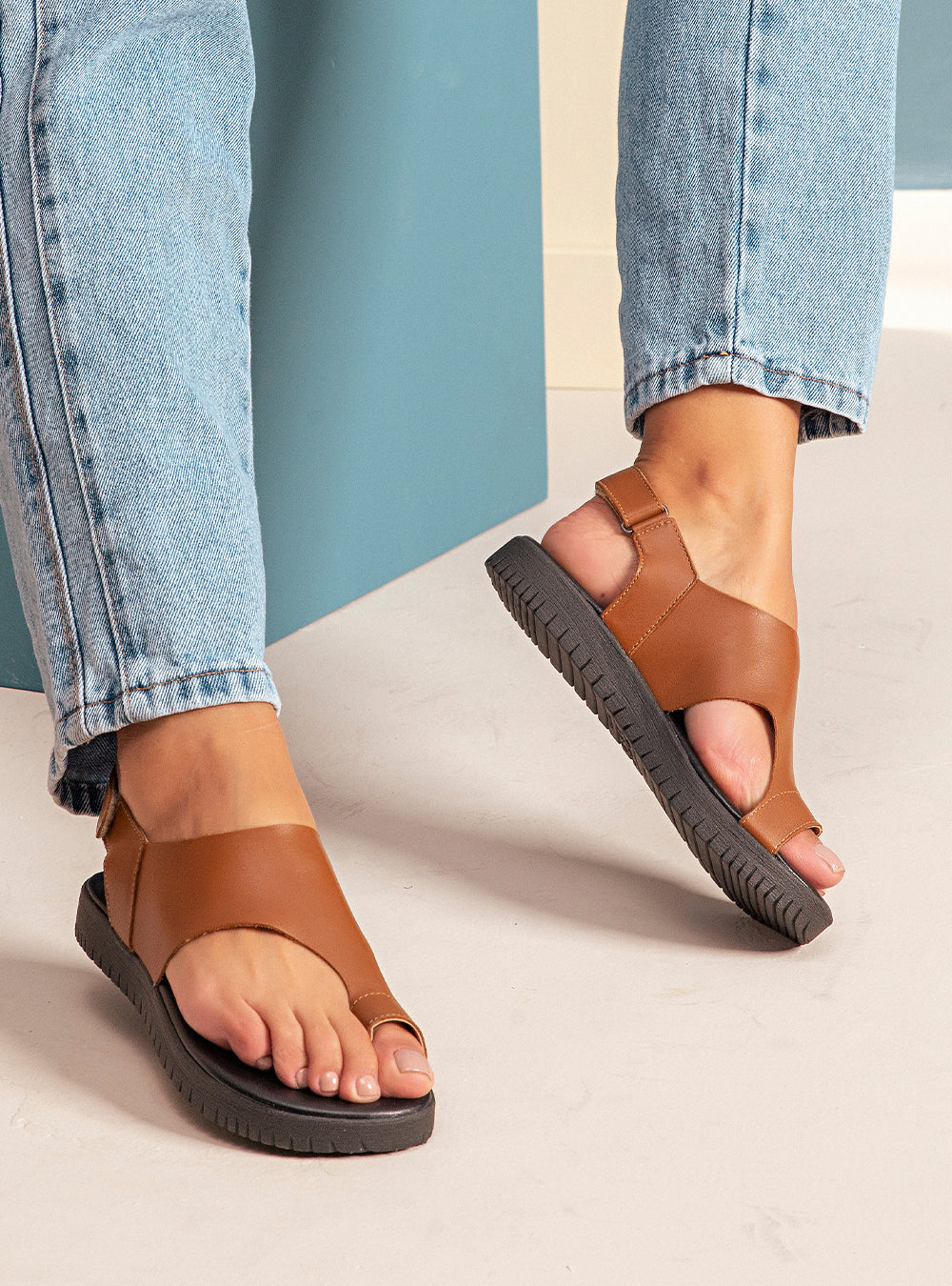 Flatform em Couro Lux Sophia Caramelo