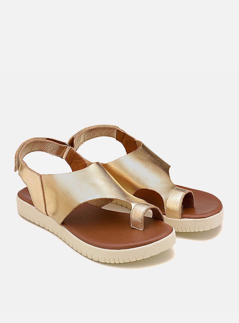 Flatform em Couro Lux Sophia Dourada