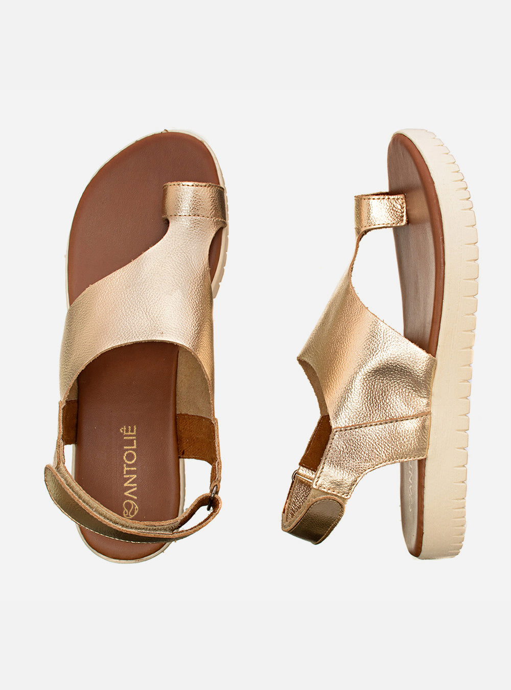 Flatform em Couro Lux Sophia Dourada