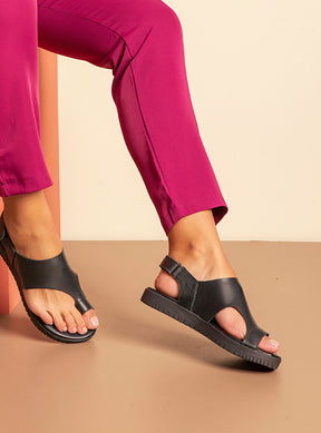 Flatform em Couro Lux Sophia Preto