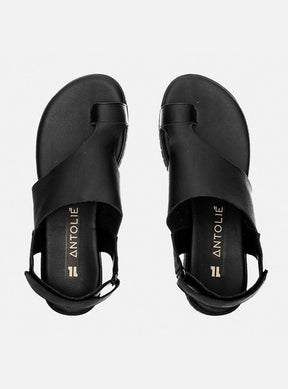 Flatform em Couro Lux Sophia Preto