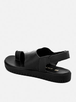 Flatform em Couro Lux Sophia Preto