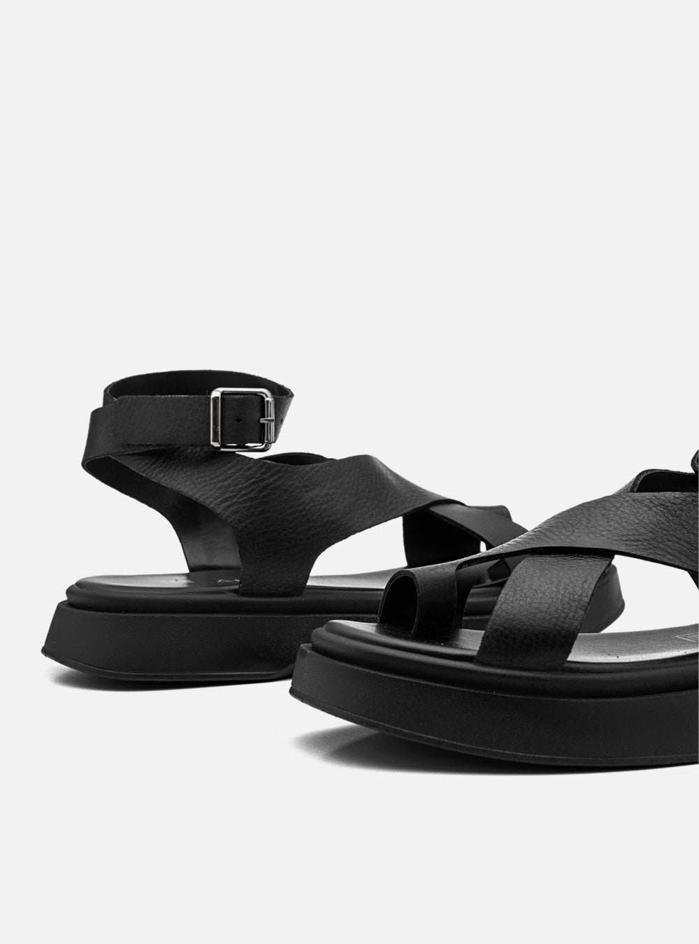 Kit Duo Flatform | Flatform em Couro Tiras Cruzadas Bia Preto + Flatform em Couro Fivelas Bia Caramelo Off White e Animal Print Zebra