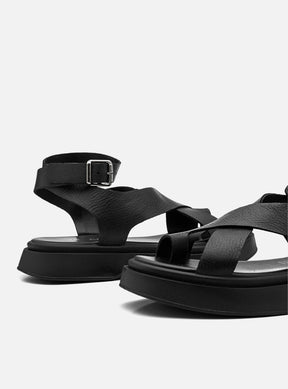 Kit Duo Flatform | Flatform em Couro Tiras Cruzadas Bia Preto + Flatform em Couro Fivelas Bia Caramelo Off White e Animal Print Zebra