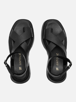 Kit Duo Flatform | Flatform em Couro Tiras Cruzadas Bia Preto + Flatform em Couro Fivelas Bia Caramelo Off White e Animal Print Zebra