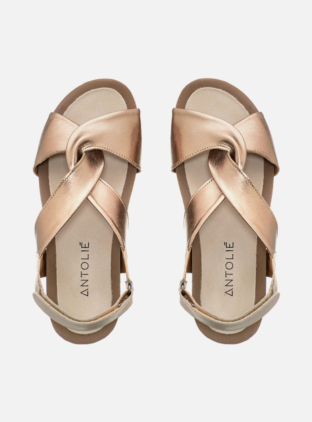 Sandália Comfort em Couro Amarração Alice Prata Velho e Off White