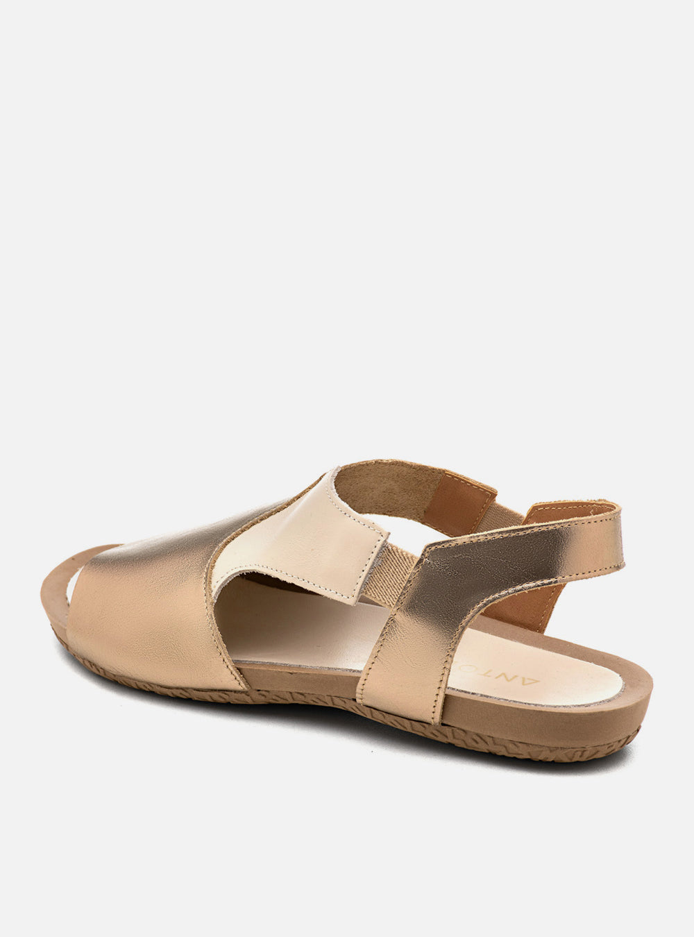 Sandália Comfort em Couro Tri Alice Prata Velho e Off White