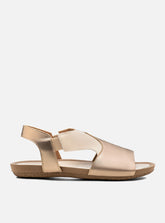 Sandália Comfort em Couro Tri Alice Prata Velho e Off White